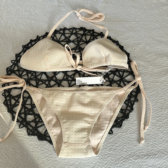 LISA MARIE FERNANDEZ the retro padded triangle in blush pink swiss dot,0,$395 - Picture 6 of 9